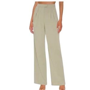 House of Harlow 1960 Beige Linen Blend Wide‎ Leg High Rise Elastic Waist Pants M